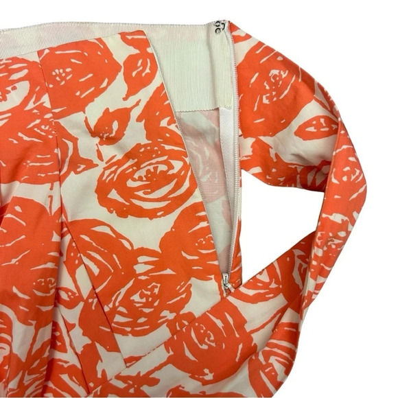 J. Crew Orange White Floral Pleated Flare Mini Skirt NWOT - Picture 3 of 6
